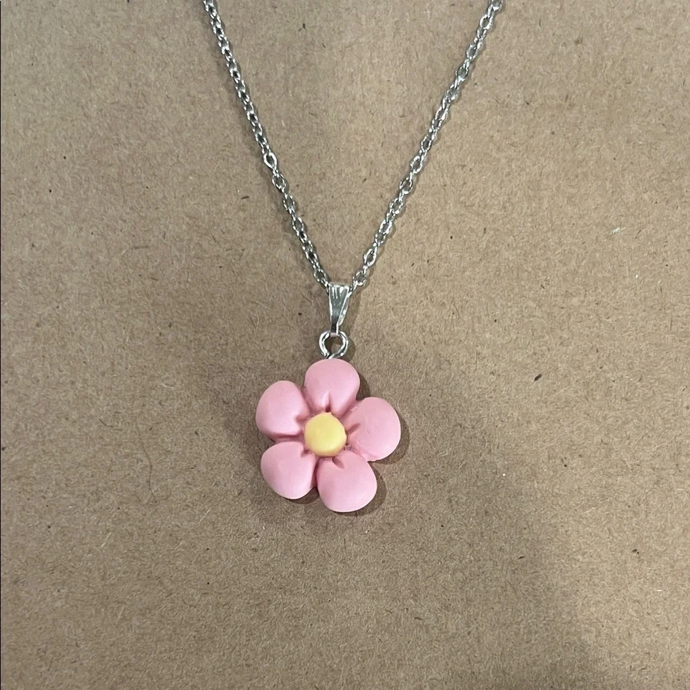 3/$30 • Pink Flower Pendant Necklace